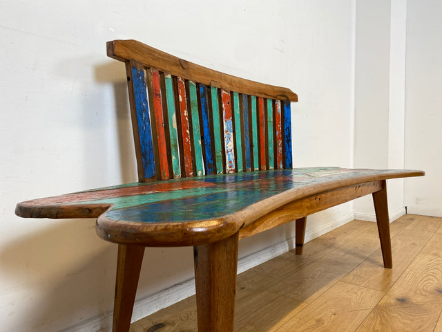 Boatwood by WMK I Besonderes Sofa aus altem Bootsholz I handgefertigtes Unikat aus massivem Teakholz I Couch Bank Holzbank Sitzbank Küchenbank Gartenmöbel Bootsmöbel Balkonmöbel Berlin Usedom Hof