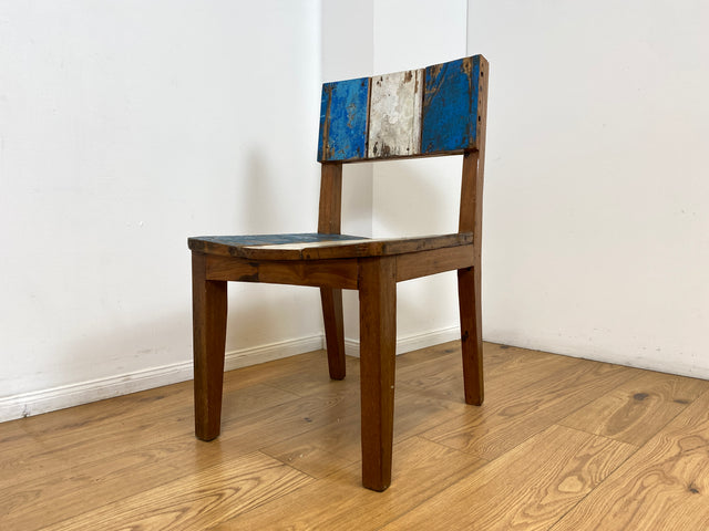 Boatwood by WMK # 1/3 Einzigartiger und sehr robuster Stuhl aus altem Bootsholz mit original Bootsfarben, ein handgefertigtes Unikat aus massivem Teakholz # Esszimmerstuhl Küchenstuhl Holzstuhl Chair