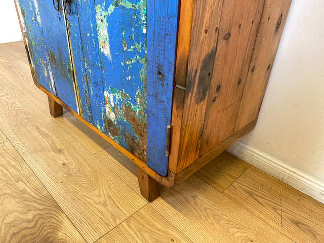 Boatwood by WMK # Einzigartige Vitrine aus altem Bootsholz, ein handgefertigtes Unikat aus massivem Teakholz # Regal Bücherregal Bücherschrank Highboard Geschirrschrank Küchenschrank Schrank Rostock
