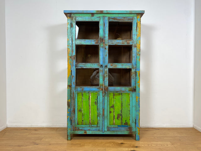 Boatwood by WMK I Besonders schöne Vitrine aus altem Bootsholz, ein handgefertigtes Unikat aus massivem Teakholz I Schrank Regal Highboard Bücher Geschirr Wäsche Kleider Küchen Berlin Rostock Duisburg