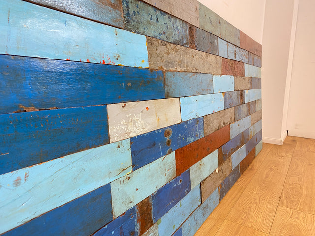 Boatwood by WMK I Buntes handgefertigtes 300x100cm großes Paneel aus altem Bootsholz