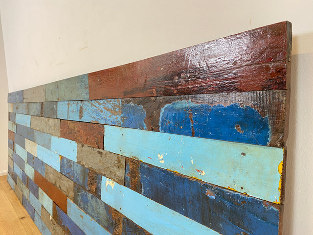 Boatwood by WMK I Buntes handgefertigtes 300x100cm großes Paneel aus altem Bootsholz
