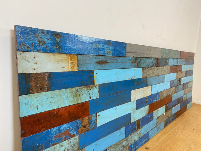 Boatwood by WMK I Buntes handgefertigtes 300x100cm großes Paneel aus altem Bootsholz