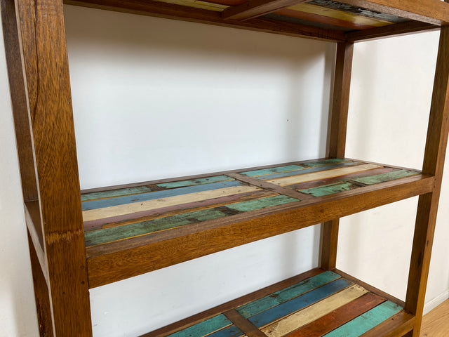 Boatwood by WMK I Einzigartiges großes und stabiles Regal handgefertigt aus altem Bootsholz I Teakholz massiv I