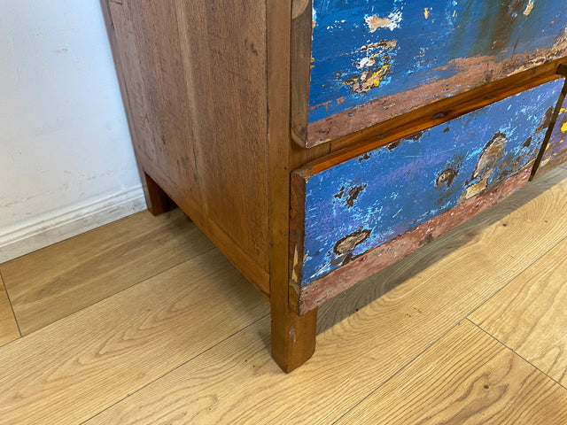 Boatwood by WMK I Besonders schöne handgefertigte Kommode aus altem Bootsholz mit 6 Schubladen I Sideboard TV Lowboard Anrichte Schubladenkommode Wäschekommode Fernsehschrank I Berlin Dresden Bayern