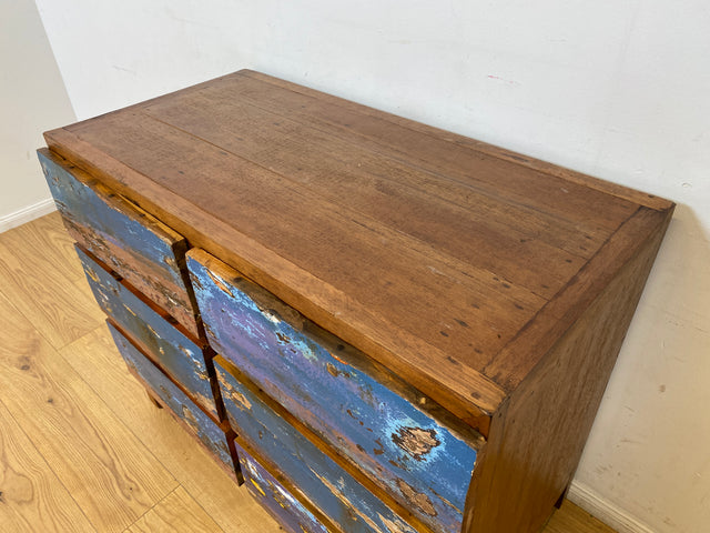 Boatwood by WMK I Besonders schöne handgefertigte Kommode aus altem Bootsholz mit 6 Schubladen I Sideboard TV Lowboard Anrichte Schubladenkommode Wäschekommode Fernsehschrank I Berlin Dresden Bayern