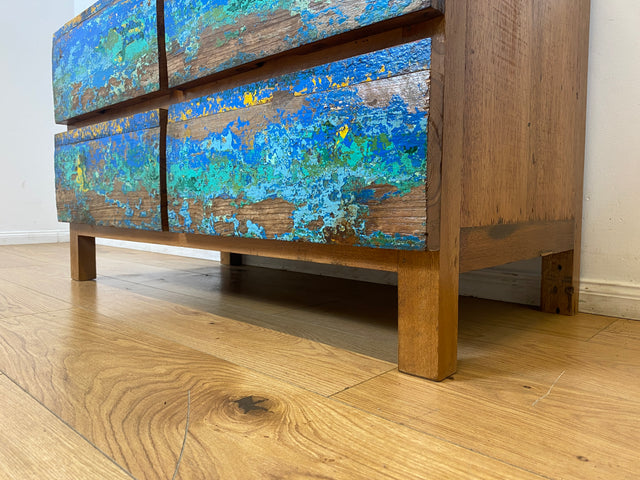 Boatwood by WMK I Besonders schöne handgefertigte Kommode aus altem Bootsholz mit Schubladen I Sideboard TV Lowboard Board Schubladenkommode Wäschekommode Fernsehschrank Berlin Leipzig Düsseldorf Ulm