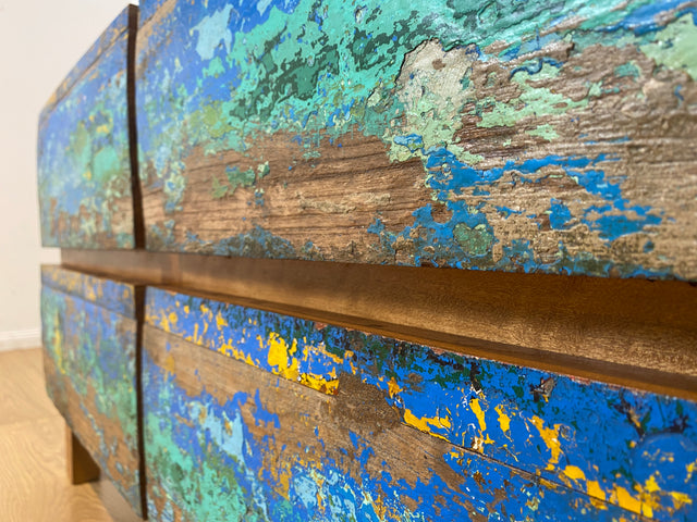 Boatwood by WMK I Besonders schöne handgefertigte Kommode aus altem Bootsholz mit Schubladen I Sideboard TV Lowboard Board Schubladenkommode Wäschekommode Fernsehschrank Berlin Leipzig Düsseldorf Ulm