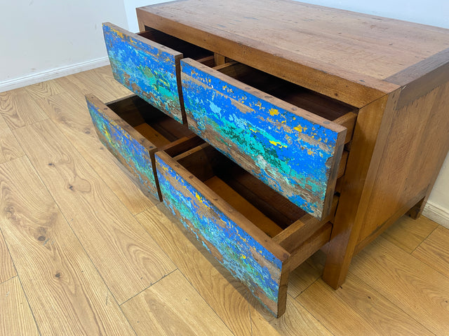 Boatwood by WMK I Besonders schöne handgefertigte Kommode aus altem Bootsholz mit Schubladen I Sideboard TV Lowboard Board Schubladenkommode Wäschekommode Fernsehschrank Berlin Leipzig Düsseldorf Ulm