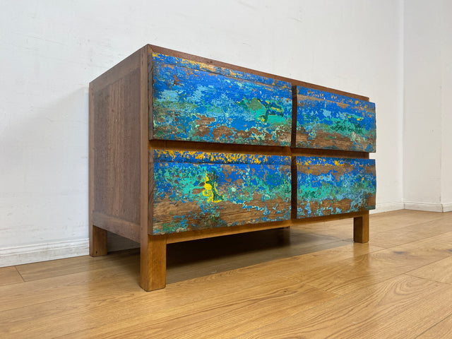 Boatwood by WMK I Besonders schöne handgefertigte Kommode aus altem Bootsholz mit Schubladen I Sideboard TV Lowboard Board Schubladenkommode Wäschekommode Fernsehschrank Berlin Leipzig Düsseldorf Ulm