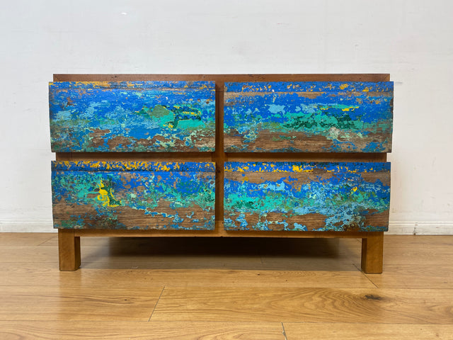 Boatwood by WMK I Besonders schöne handgefertigte Kommode aus altem Bootsholz mit Schubladen I Sideboard TV Lowboard Board Schubladenkommode Wäschekommode Fernsehschrank Berlin Leipzig Düsseldorf Ulm