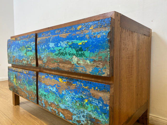 Boatwood by WMK I Besonders schöne handgefertigte Kommode aus altem Bootsholz mit Schubladen I Sideboard TV Lowboard Board Schubladenkommode Wäschekommode Fernsehschrank Berlin Leipzig Düsseldorf Ulm