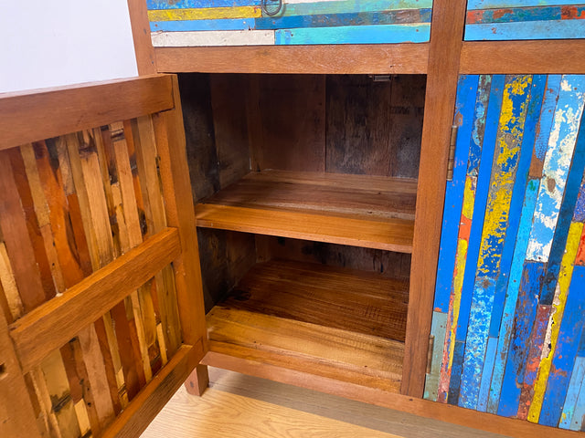 Boatwood by WMK I Einzigartiges handgefertigtes Sideboard aus altem Bootsholz mit Schubladen I Teakholz massiv I Kommode Schrank Anrichte Wäschekommode Schuhschrank Flurschrank I Berlin NRW Stuttgart