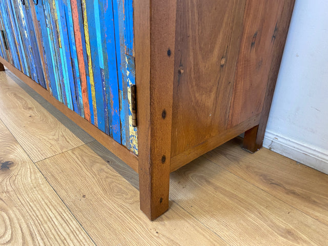 Boatwood by WMK I Einzigartiges handgefertigtes Sideboard aus altem Bootsholz mit Schubladen I Teakholz massiv I Kommode Schrank Anrichte Wäschekommode Schuhschrank Flurschrank I Berlin NRW Stuttgart