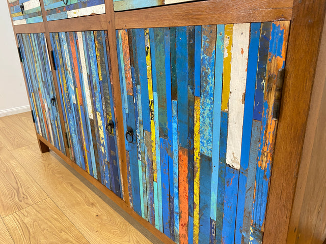 Boatwood by WMK I Einzigartiges handgefertigtes Sideboard aus altem Bootsholz mit Schubladen I Teakholz massiv I Kommode Schrank Anrichte Wäschekommode Schuhschrank Flurschrank I Berlin NRW Stuttgart