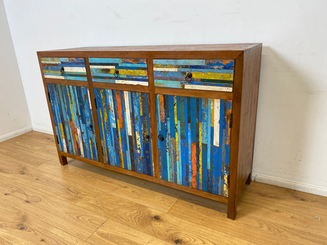 Boatwood by WMK I Einzigartiges handgefertigtes Sideboard aus altem Bootsholz mit Schubladen I Teakholz massiv I Kommode Schrank Anrichte Wäschekommode Schuhschrank Flurschrank I Berlin NRW Stuttgart