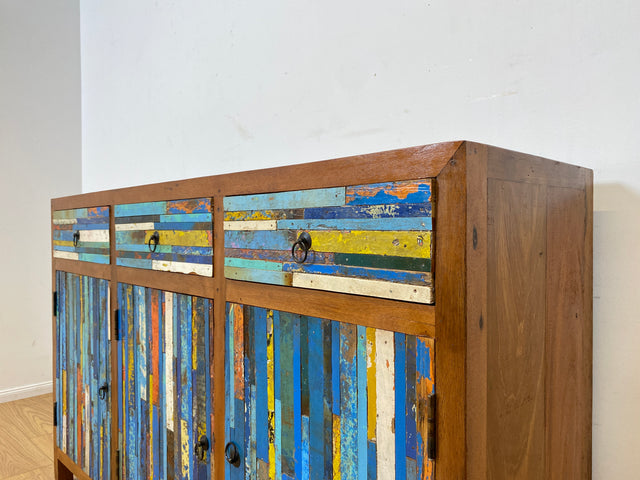 Boatwood by WMK I Einzigartiges handgefertigtes Sideboard aus altem Bootsholz mit Schubladen I Teakholz massiv I Kommode Schrank Anrichte Wäschekommode Schuhschrank Flurschrank I Berlin NRW Stuttgart