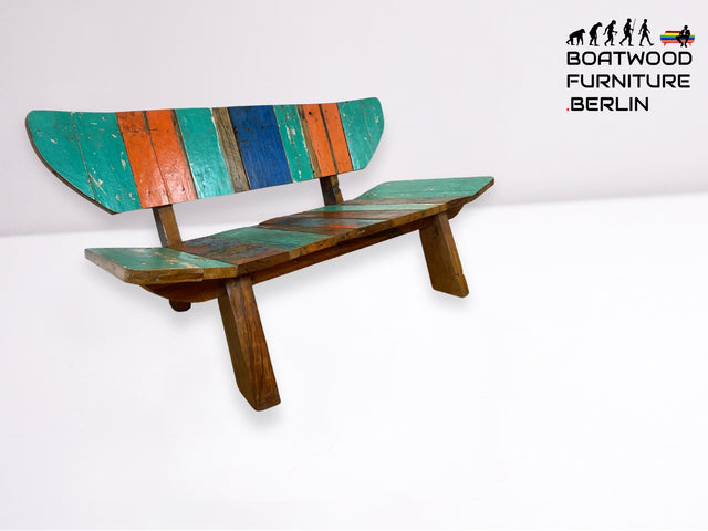Boatwood by WMK I Einzigartiges handgefertigtes Sofa aus altem Bootsholz I Teakholz massiv I Couch Bank Holzbank Küchenbank Gartenbank Gartensofa Gartenmöbel Balkonmöbel Bootsmöbel Berlin Bremen Köln
