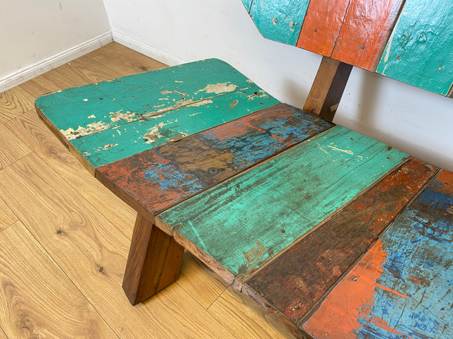 Boatwood by WMK I Einzigartiges handgefertigtes Sofa aus altem Bootsholz I Teakholz massiv I Couch Bank Holzbank Küchenbank Gartenbank Gartensofa Gartenmöbel Balkonmöbel Bootsmöbel Berlin Bremen Köln