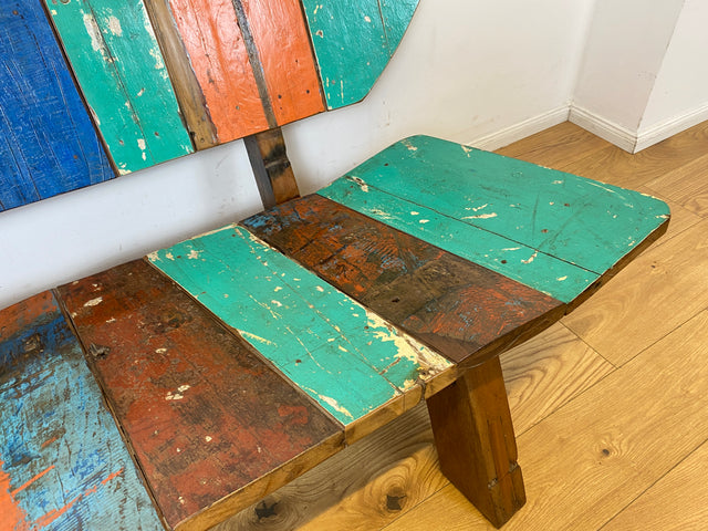 Boatwood by WMK I Einzigartiges handgefertigtes Sofa aus altem Bootsholz I Teakholz massiv I Couch Bank Holzbank Küchenbank Gartenbank Gartensofa Gartenmöbel Balkonmöbel Bootsmöbel Berlin Bremen Köln