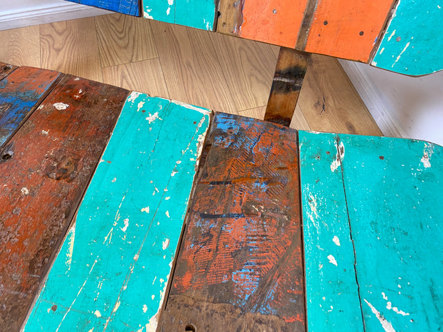 Boatwood by WMK I Einzigartiges handgefertigtes Sofa aus altem Bootsholz I Teakholz massiv I Couch Bank Holzbank Küchenbank Gartenbank Gartensofa Gartenmöbel Balkonmöbel Bootsmöbel Berlin Bremen Köln