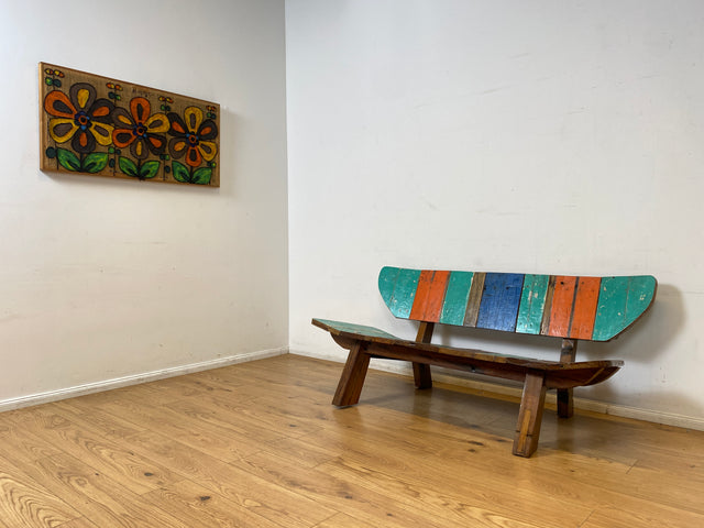 Boatwood by WMK I Einzigartiges handgefertigtes Sofa aus altem Bootsholz I Teakholz massiv I Couch Bank Holzbank Küchenbank Gartenbank Gartensofa Gartenmöbel Balkonmöbel Bootsmöbel Berlin Bremen Köln