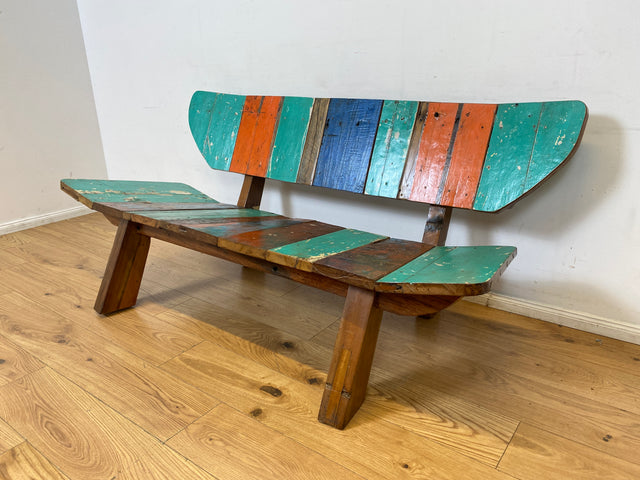 Boatwood by WMK I Einzigartiges handgefertigtes Sofa aus altem Bootsholz I Teakholz massiv I Couch Bank Holzbank Küchenbank Gartenbank Gartensofa Gartenmöbel Balkonmöbel Bootsmöbel Berlin Bremen Köln