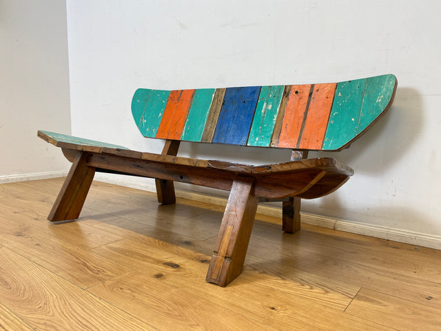 Boatwood by WMK I Einzigartiges handgefertigtes Sofa aus altem Bootsholz I Teakholz massiv I Couch Bank Holzbank Küchenbank Gartenbank Gartensofa Gartenmöbel Balkonmöbel Bootsmöbel Berlin Bremen Köln