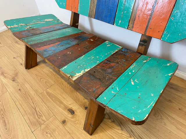 Boatwood by WMK I Einzigartiges handgefertigtes Sofa aus altem Bootsholz I Teakholz massiv I Couch Bank Holzbank Küchenbank Gartenbank Gartensofa Gartenmöbel Balkonmöbel Bootsmöbel Berlin Bremen Köln