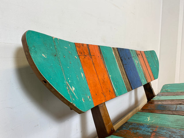 Boatwood by WMK I Einzigartiges handgefertigtes Sofa aus altem Bootsholz I Teakholz massiv I Couch Bank Holzbank Küchenbank Gartenbank Gartensofa Gartenmöbel Balkonmöbel Bootsmöbel Berlin Bremen Köln