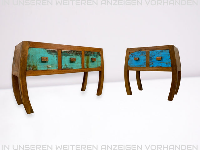 Boatwood by WMK I Hochwertige Kommode handgefertigt aus altem Bootsholz mit Schubladen I Teakholz massiv I