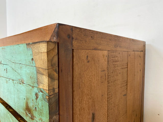Boatwood by WMK I Besondere Kommode handgefertigt aus altem Bootsholz in Originalfarbe mit Schubladen