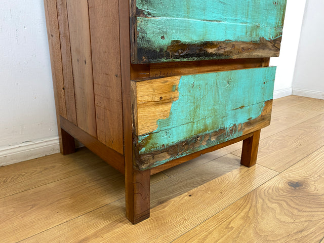 Boatwood by WMK I Besondere Kommode handgefertigt aus altem Bootsholz in Originalfarbe mit Schubladen