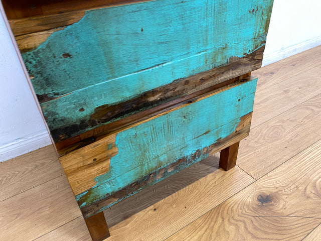 Boatwood by WMK I Besondere Kommode handgefertigt aus altem Bootsholz in Originalfarbe mit Schubladen