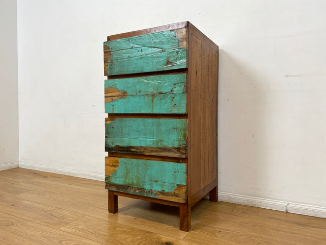Boatwood by WMK I Besondere Kommode handgefertigt aus altem Bootsholz in Originalfarbe mit Schubladen