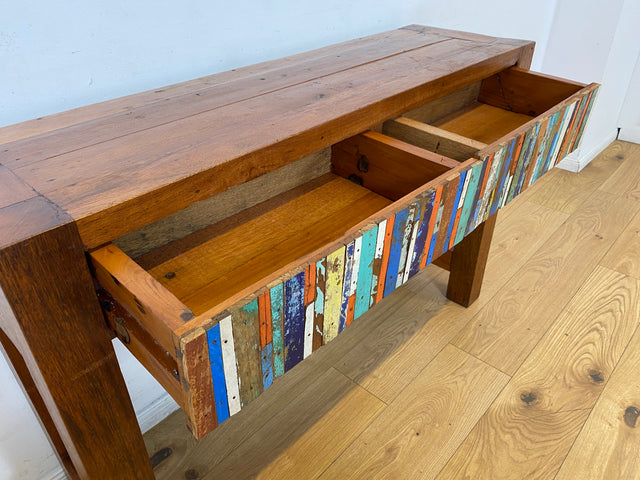 Boatwood by WMK I Besonders schöne Konsole mit Schubladen I handgefertigt aus altem Bootsholz I Teakholz massiv I Schrank Sideboard Kommode Ablage Flurkommode Anrichte I Berlin Schweinfurt Dresden