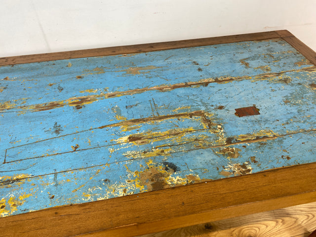 Boatwood by WMK I Meeresblauer 170x90cm großer Esstisch handgefertigt aus altem Bootsholz in Originalfarben