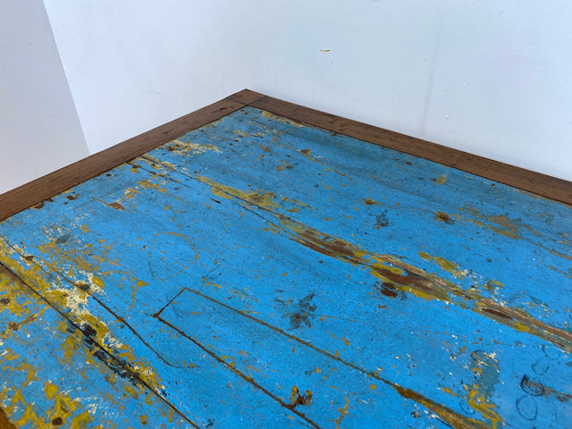 Boatwood by WMK I Meeresblauer 170x90cm großer Esstisch handgefertigt aus altem Bootsholz in Originalfarben