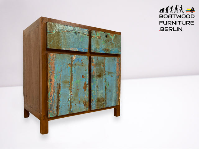 Boatwood by WMK I Nachhaltige & handgefertigte Kommode aus altem Bootsholz mit Schubladen I Teakholz Sideboard TV Lowboard Anrichte Schubladenkommode Wäschekommode Fernsehschrank I Berlin NRW Bayern