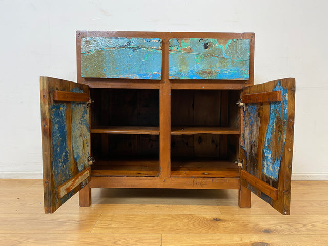 Boatwood by WMK I Nachhaltige & handgefertigte Kommode aus altem Bootsholz mit Schubladen I Teakholz Sideboard TV Lowboard Anrichte Schubladenkommode Wäschekommode Fernsehschrank I Berlin NRW Bayern