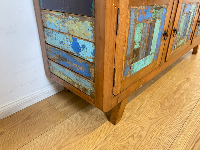 Boatwood by WMK I Nachhaltiges handgefertigtes Sideboard aus altem Bootsholz mit Schubladen I Teakholz massiv I Kommode TV Lowboard Fernsehkommode Wäschekommode Schrank Bootsmöbel Berlin Kiel Bremen