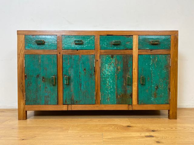 Boatwood by WMK I Nachhaltiges Sideboard handgefertigt aus altem Bootsholz mit Schubladen I Teakholz massiv I Schrank Wäschekommode Kommode Anrichte TV Lowboard Bootsmöbel Teak Berlin Köln Regensburg