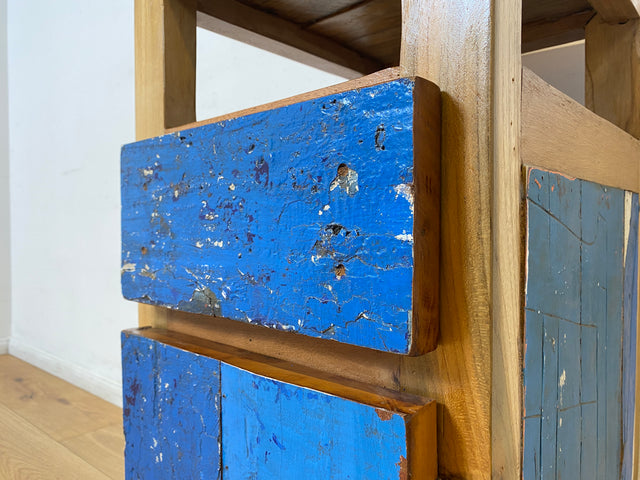 Boatwood by WMK I Einzigartiger großer Nachttisch handgefertigt aus altem Bootsholz I Teakholz massiv I Nachtkommode Nachtschrank Nachtschränkchen Kommode Beistelltisch Ablage I Berlin Kiel Stuttgart