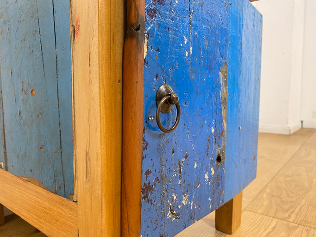 Boatwood by WMK I Einzigartiger großer Nachttisch handgefertigt aus altem Bootsholz I Teakholz massiv I Nachtkommode Nachtschrank Nachtschränkchen Kommode Beistelltisch Ablage I Berlin Kiel Stuttgart