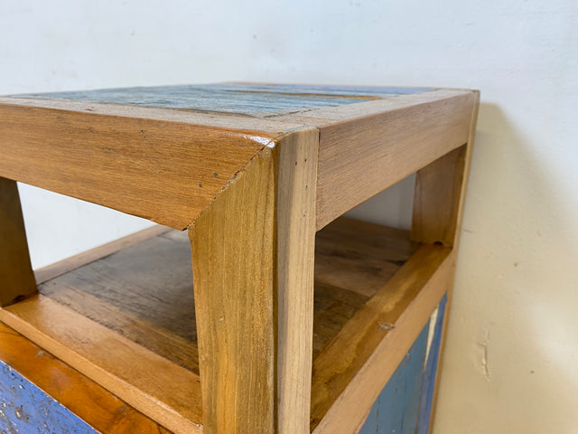 Boatwood by WMK I Einzigartiger großer Nachttisch handgefertigt aus altem Bootsholz I Teakholz massiv I Nachtkommode Nachtschrank Nachtschränkchen Kommode Beistelltisch Ablage I Berlin Kiel Stuttgart