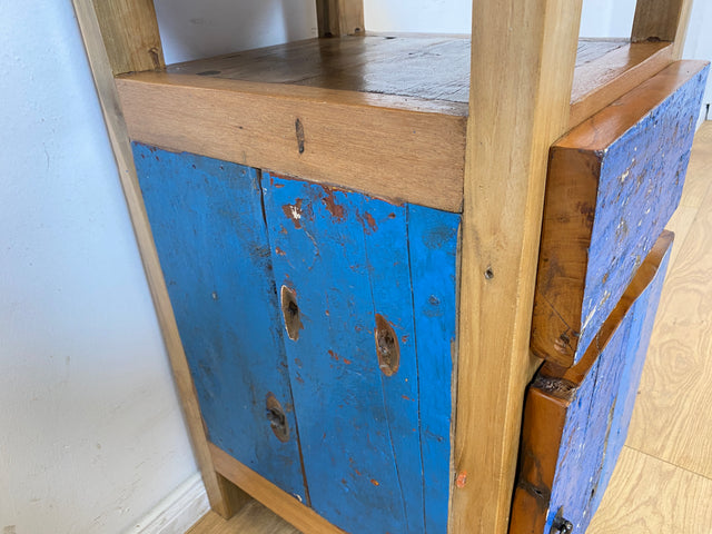 Boatwood by WMK I Einzigartiger großer Nachttisch handgefertigt aus altem Bootsholz I Teakholz massiv I Nachtkommode Nachtschrank Nachtschränkchen Kommode Beistelltisch Ablage I Berlin Kiel Stuttgart