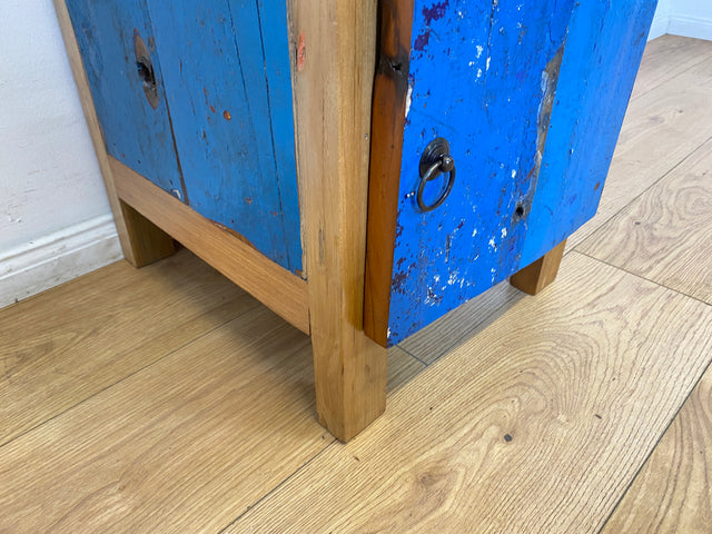 Boatwood by WMK I Einzigartiger großer Nachttisch handgefertigt aus altem Bootsholz I Teakholz massiv I Nachtkommode Nachtschrank Nachtschränkchen Kommode Beistelltisch Ablage I Berlin Kiel Stuttgart