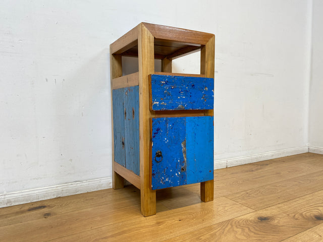 Boatwood by WMK I Einzigartiger großer Nachttisch handgefertigt aus altem Bootsholz I Teakholz massiv I Nachtkommode Nachtschrank Nachtschränkchen Kommode Beistelltisch Ablage I Berlin Kiel Stuttgart