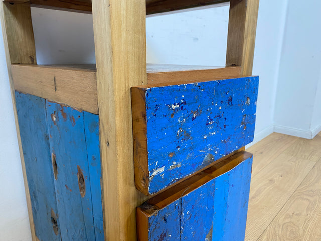 Boatwood by WMK I Einzigartiger großer Nachttisch handgefertigt aus altem Bootsholz I Teakholz massiv I Nachtkommode Nachtschrank Nachtschränkchen Kommode Beistelltisch Ablage I Berlin Kiel Stuttgart