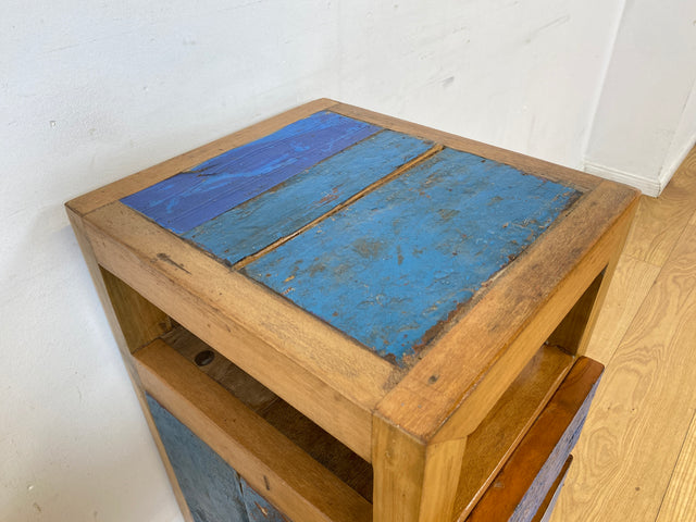 Boatwood by WMK I Einzigartiger großer Nachttisch handgefertigt aus altem Bootsholz I Teakholz massiv I Nachtkommode Nachtschrank Nachtschränkchen Kommode Beistelltisch Ablage I Berlin Kiel Stuttgart